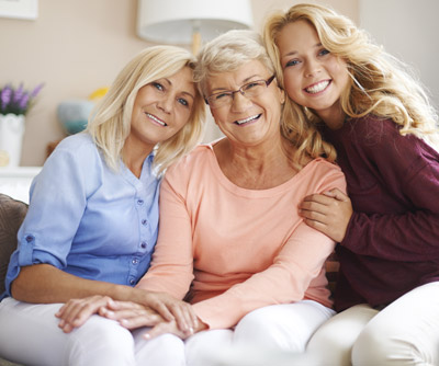 Happy grandmother, mother and daughter photo.